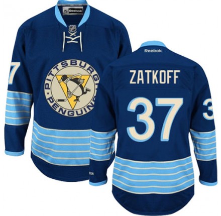 NHL Jeff Zatkoff Pittsburgh Penguins Authentic Third Vintage Reebok Jersey - Navy Blue