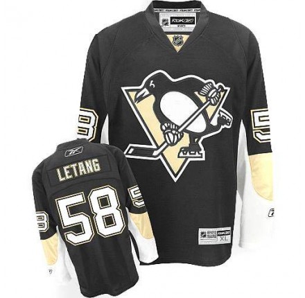 NHL Kris Letang Pittsburgh Penguins Authentic Home Reebok Jersey - Black