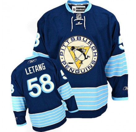 NHL Kris Letang Pittsburgh Penguins Authentic New Third Winter Classic Vintage Reebok Jersey - Navy Blue