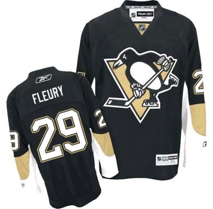 NHL Marc-Andre Fleury Pittsburgh Penguins Authentic Home Reebok Jersey - Black