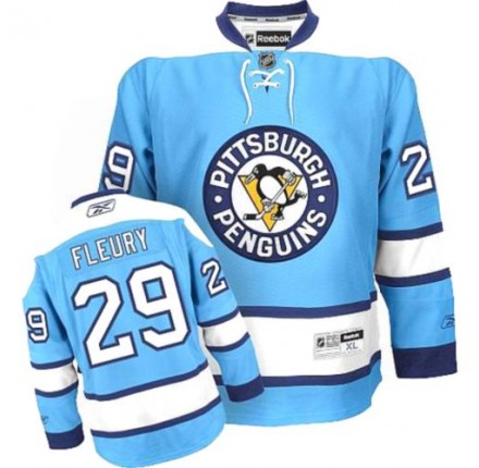 NHL Marc-Andre Fleury Pittsburgh Penguins Women's Authentic Third Reebok Jersey - Light Blue