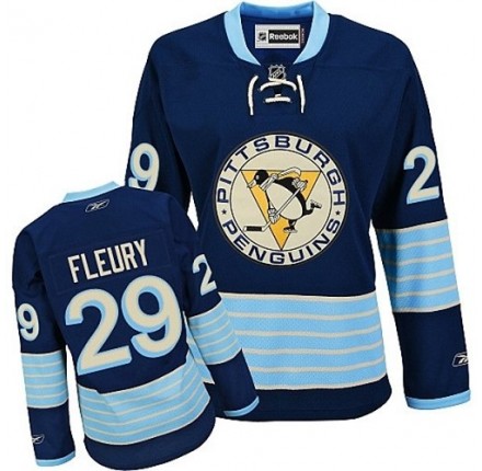 NHL Marc-Andre Fleury Pittsburgh Penguins Women's Authentic New Third Winter Classic Vintage Reebok Jersey - Navy Blue