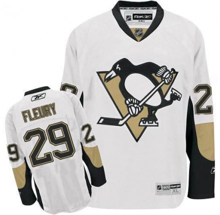 NHL Marc-Andre Fleury Pittsburgh Penguins Women's Authentic Away Reebok Jersey - White