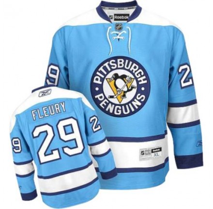 NHL Marc-Andre Fleury Pittsburgh Penguins Youth Authentic Third Reebok Jersey - Light Blue