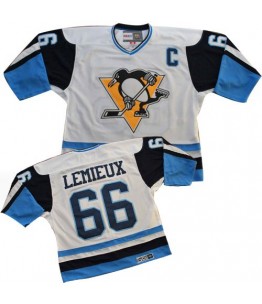 NHL Mario Lemieux Pittsburgh Penguins White/ Premier Throwback CCM Jersey - Blue