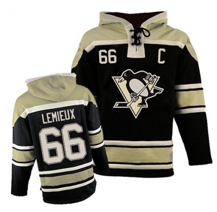 NHL Mario Lemieux Pittsburgh Penguins Old Time Hockey Premier Sawyer Hooded Sweatshirt Jersey - Black