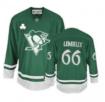 NHL Mario Lemieux Pittsburgh Penguins Authentic St Patty's Day Reebok Jersey - Green