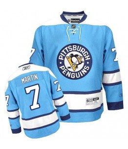 NHL Paul Martin Pittsburgh Penguins Authentic Third Reebok Jersey - Light Blue