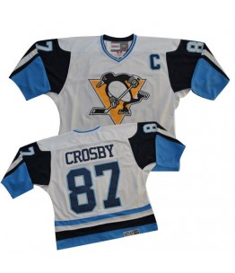 NHL Sidney Crosby Pittsburgh Penguins White/ Authentic Throwback CCM Jersey - Blue