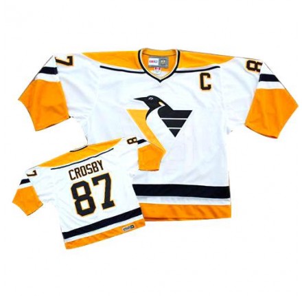 NHL Sidney Crosby Pittsburgh Penguins White/ Authentic Throwback CCM Jersey - Orange