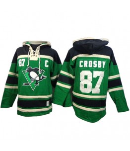 NHL Sidney Crosby Pittsburgh Penguins Old Time Hockey Premier St. Patrick's Day McNary Lace Hoodie Jersey - Green