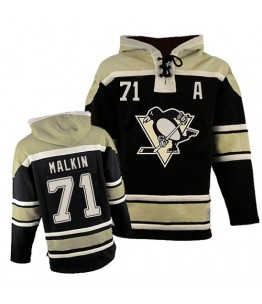 NHL Evgeni Malkin Pittsburgh Penguins Old Time Hockey Authentic Sawyer Hooded Sweatshirt Jersey - Black