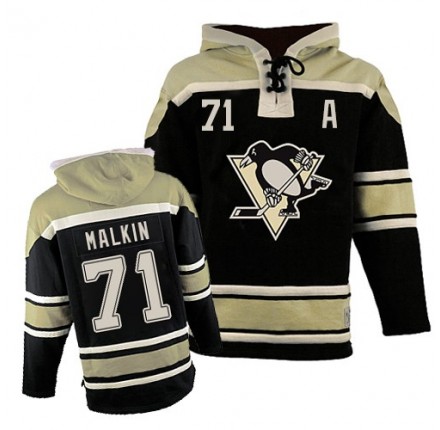 NHL Evgeni Malkin Pittsburgh Penguins Old Time Hockey Premier Sawyer Hooded Sweatshirt Jersey - Black