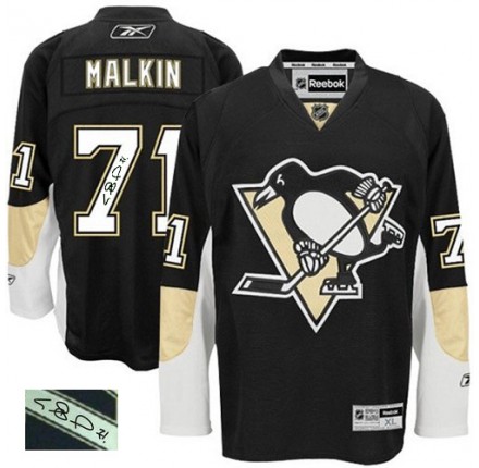 NHL Evgeni Malkin Pittsburgh Penguins Authentic Home Autographed Reebok Jersey - Black