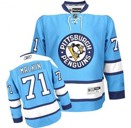 NHL Evgeni Malkin Pittsburgh Penguins Authentic Third Reebok Jersey - Light Blue